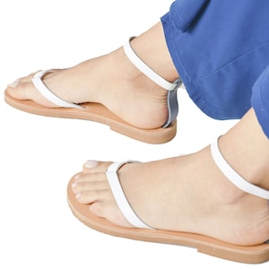White Leather Sandals/Handmade Greek Sandals For Women/White Ankle Strap Sandals/Leather Sandals Women/Alessia Sandals