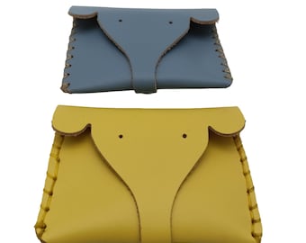 Purse With Animal Design Available In Many Colors/Leather Pouch For Coins Or Cards With Elephant Design