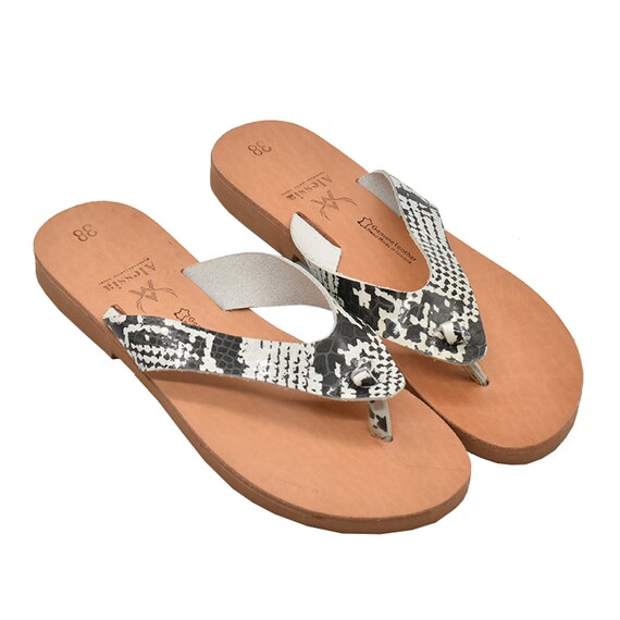 Animal leather flip flops sale