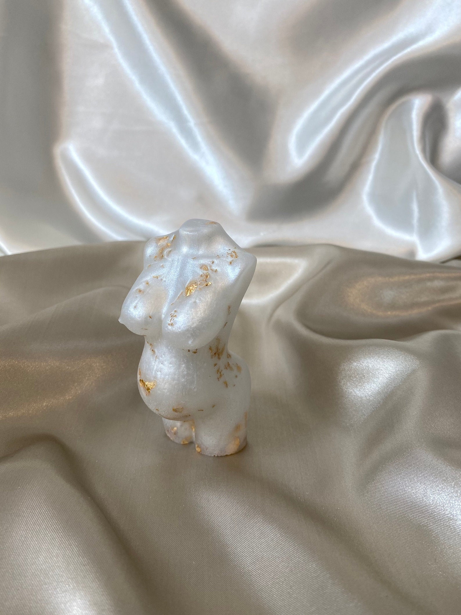 White and Gold Resin Pregnant Woman Ornament Art Sculpture Etsy