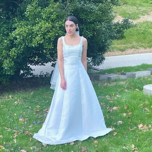 A-Line Square Neck Wedding Dress, The Suzanne Dress by Camelia Bridal / Minimal Wedding Dress / A-Line Wedding Dress / Plain Wedding Dress