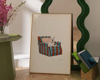 Westie Print | Dogs On Chairs Collection | 5 x 7 Inches / A5 / A4 / A3