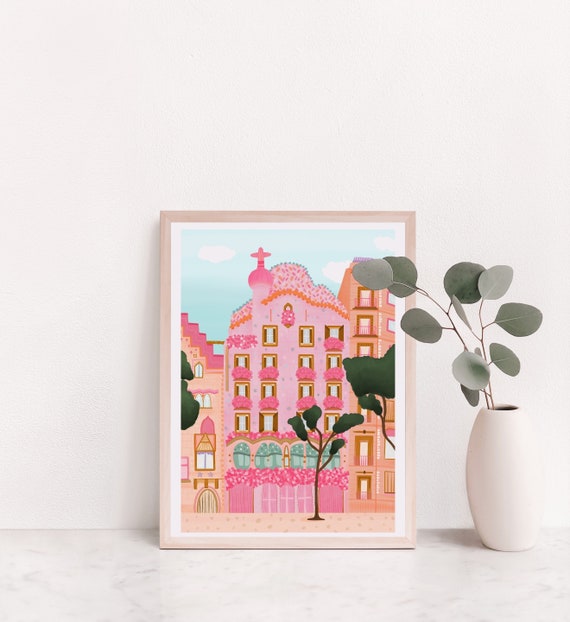 Barcelona City Print, Barcelona Print, Barcelona Poster, Barcelona Art, Barcelona Casa Batllo, Barcelona Gaudi, Barcelona Wall Decor