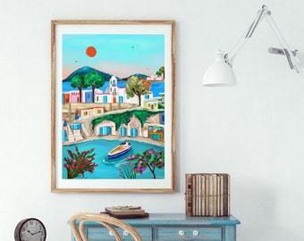 Milos Print, Greece Print, Illustrated Travel A5 / A4 / A3 / A2