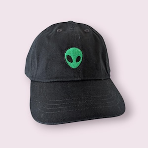 Alien Cap- Embroidered Baseball Panel Dad Cap Hat Kawaii, Anime, Japan, Alien, Summer