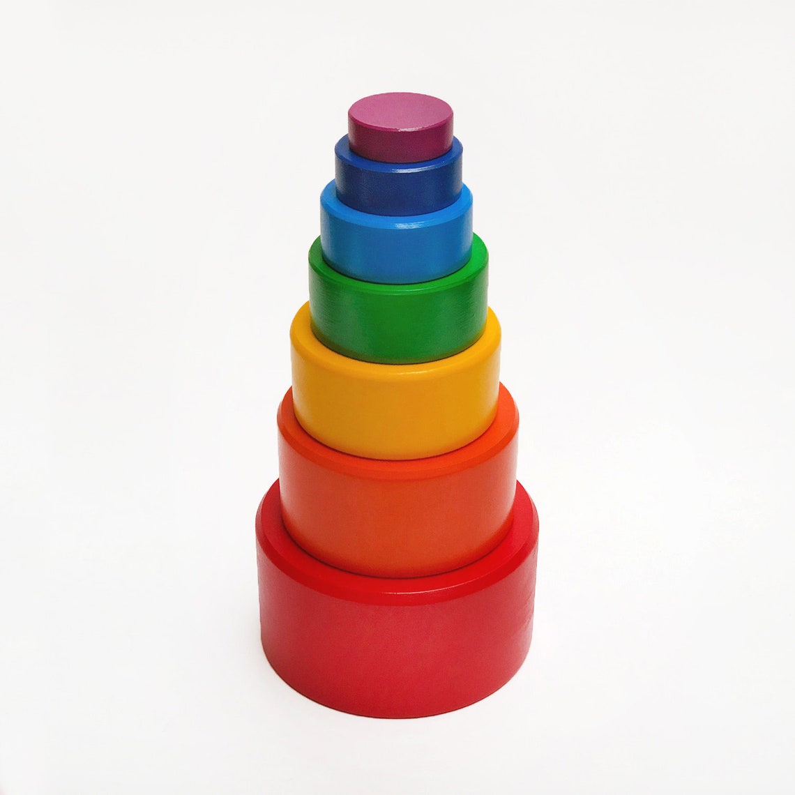 Wooden Pyramid Wooden Stacking Color Toy for Toddler Etsy