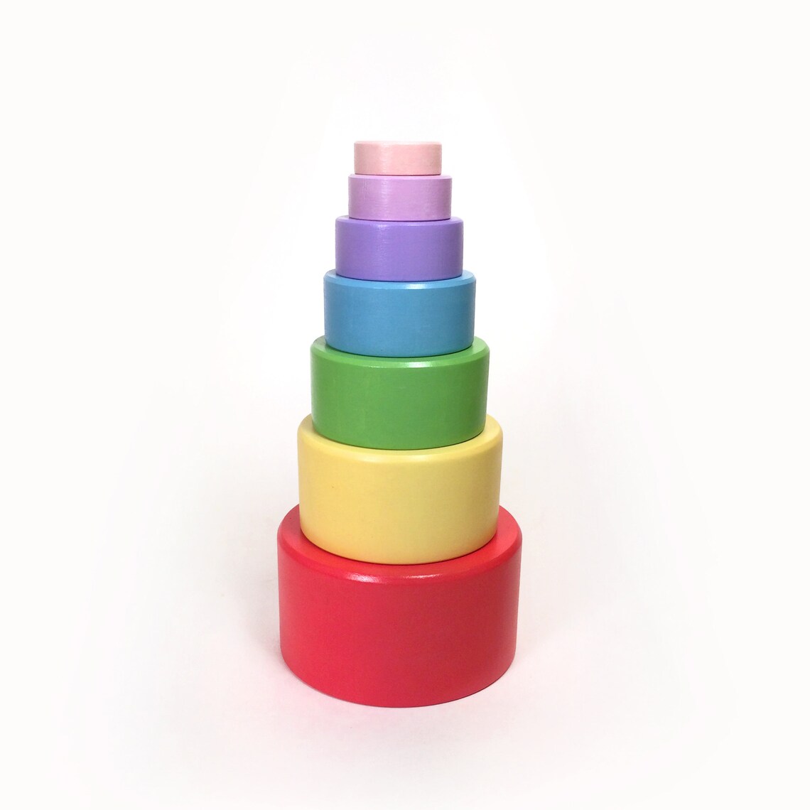Wooden Pyramid Wooden Stacking Color Toy for Toddler Etsy