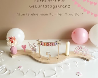 Personalisierter Geburtstagskranz aus Holz | Geburtstagsteller |Geburtstagsbogen | moderner Geburtstagszug | Kerzenteller für viele Anlässe