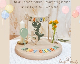 Geburtstagsteller personalisiert bunt | Geburtstagskranz |  Geburtstagszug | Geschenk Geburt | Kerzenteller | Personalisierte Geschenke