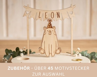 Zubehör für deinen Geburtstagsteller | Motivstecker Geburtstagskranz | Holzstecker für Kinder