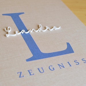 Personalisierte Zeugnismappe aus Leinen in A4 mit Name | Zeugnisordner Kinder | Einschulung Geschenk | Schulkind Erinnerung imagem 6