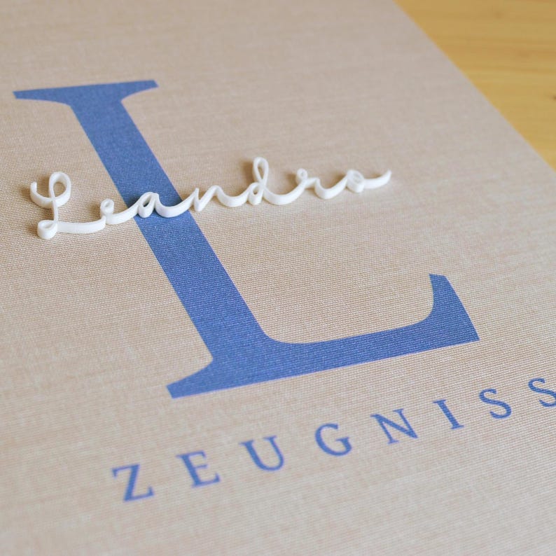 Personalisierte Zeugnismappe aus Leinen in A4 mit Name | Zeugnisordner Kinder | Einschulung Geschenk | Schulkind Erinnerung imagem 6