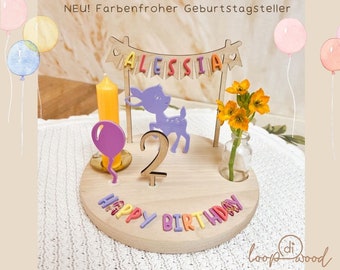 Geburtstagsteller aus Holz | Geburtstagskranz |  Geburtstagszug | Geschenk zur Geburt | Dekoration Geburtstagstisch | Geschenk Kinder