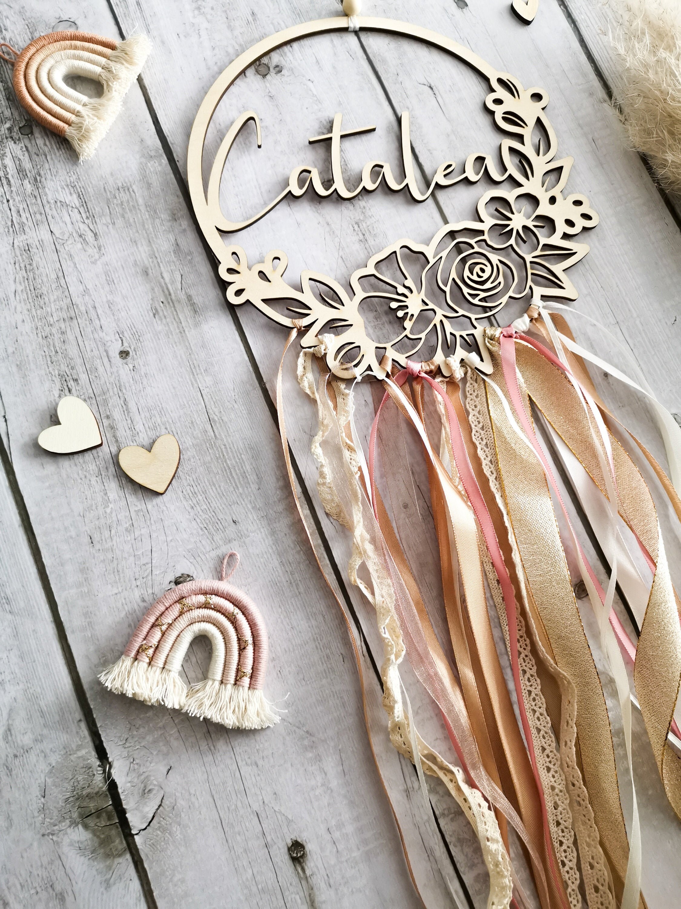 Vintage Dream Catcher Name Sign Gift Personalized with Wish Name Wood…