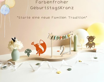 Personalisierter Geburtstagskranz aus Holz | Geburtstagsteller |Geburtstagsbogen | moderner Geburtstagszug | Kerzenteller für viele Anlässe