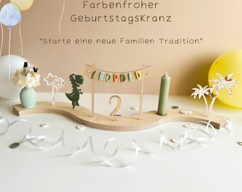Personalisierter Geburtstagskranz aus Holz | Geburtstagsteller |Geburtstagsbogen | moderner Geburtstagszug | Kerzenteller für viele Anlässe
