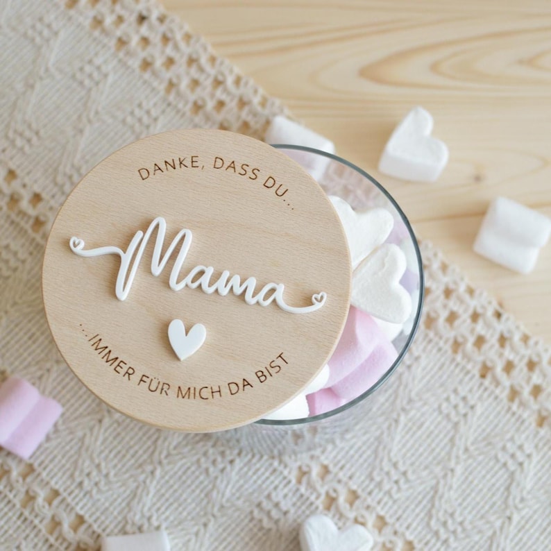 Personalized glass storage jar with wooden lid, available in two sizes: 530 ml & 880 ml | Wedding gift for the newlyweds image 9