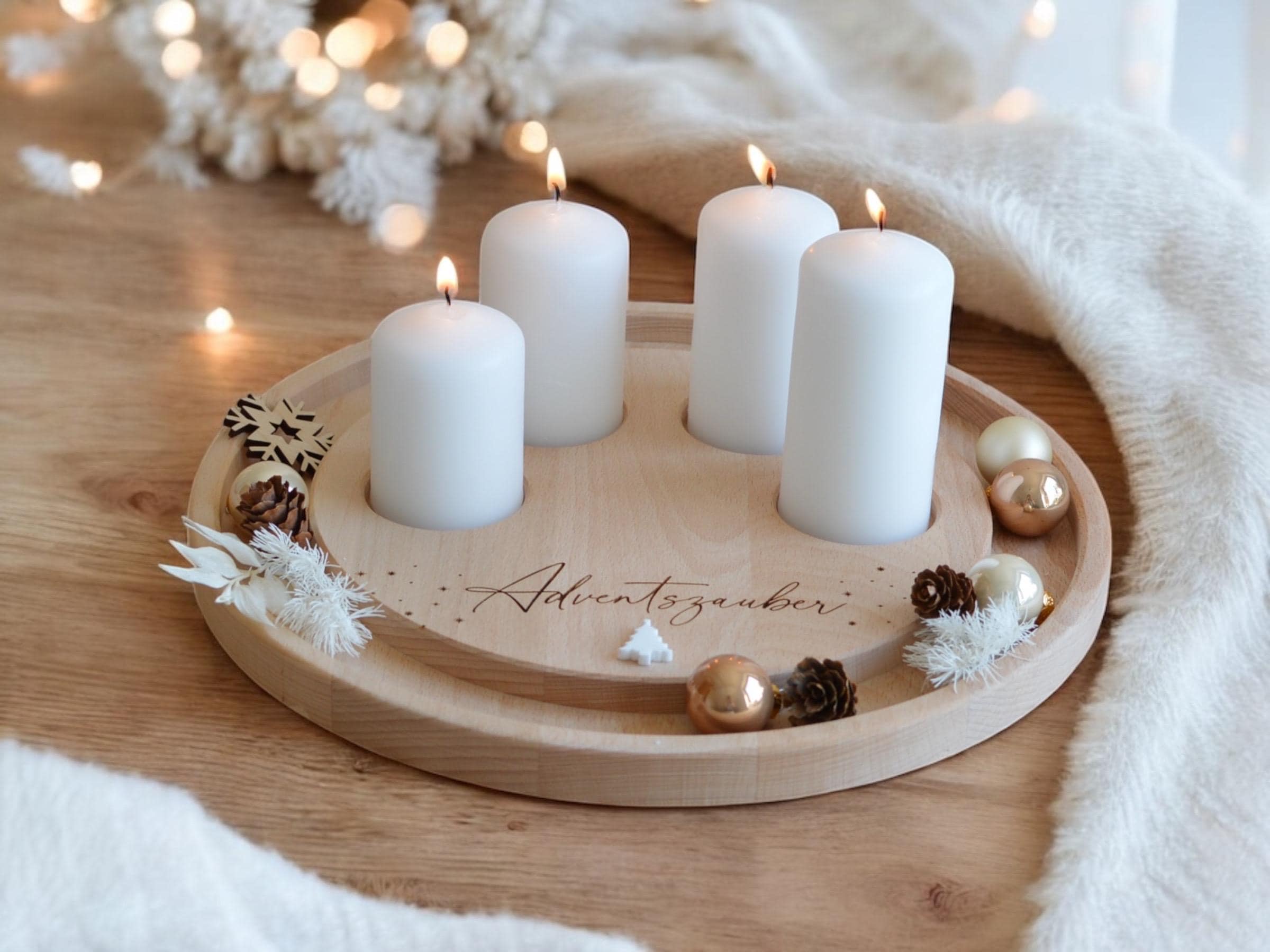 Adventskranz aus holz modern
