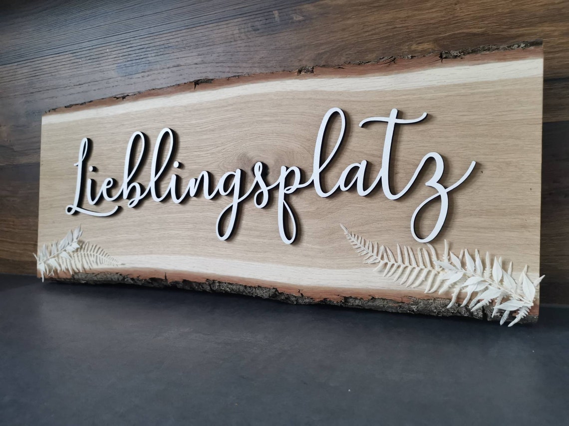 Holzschild Holzbrett aus Eiche massiv Spruch für Zuhause mit Etsy