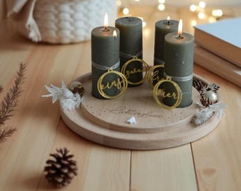 Round Advent wreath, 29 cm or 25 cm, made of beech wood | Stylish | Timeless, modern Advent wreath with recesses for candles