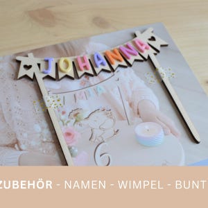 Personalized wooden name pennant for birthday plates & birthday wreaths – children's birthday decorations with desired name