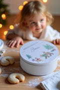 Personalized cookie tin printed with name, made of 17.9 cm tinplate | Metal tin with Christmas motifs | Christmas tin for cookies
