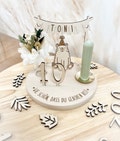 Personalized wooden birthday plate, birthday train, birthday wreath, baby birthday gift, candle plate, baptism gift