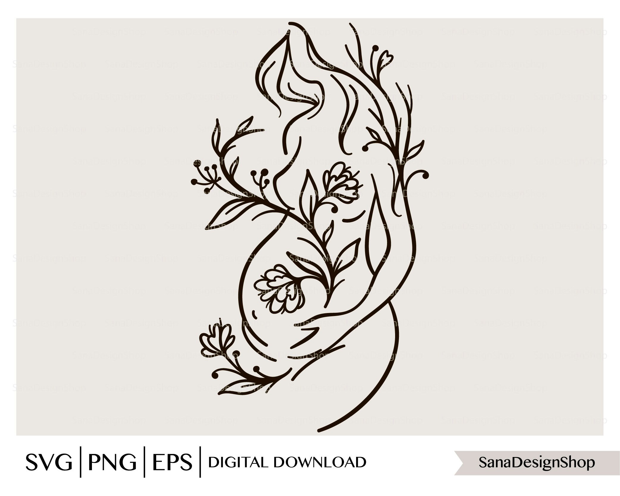 Pregnant Woman with Flowers SVG Pregnancy svg Maternity svg Etsy