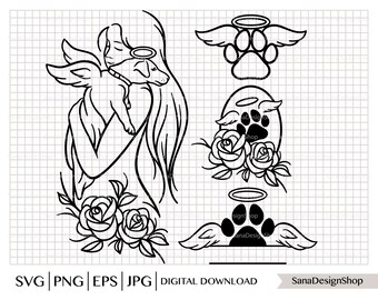 Pacote SVG Memorial para Cachorros Anjos: Enfeite de Pata de Animal Perdido (Download Digital)