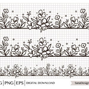 Floral Border SVG: Flower Pattern, Seamless Botanical Design (Digital Download)