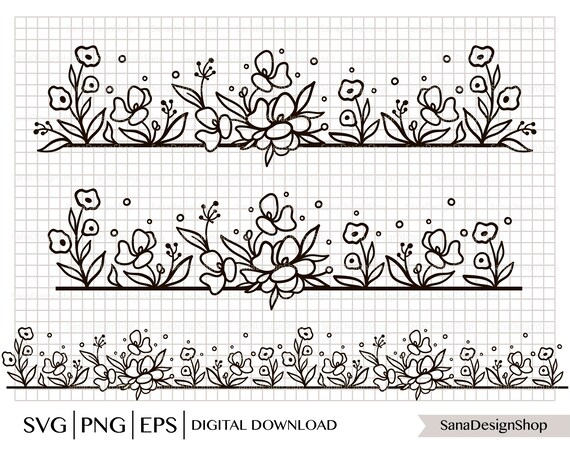 Borders Svg Flowers Pattern Svg Flower Svg Files for Cricut - Etsy