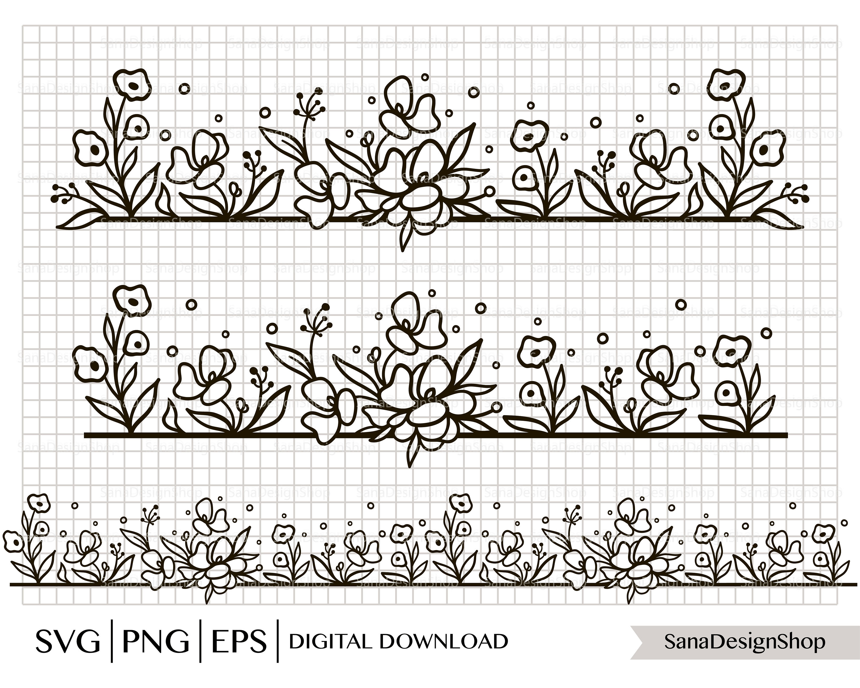 Borders Svg, Flowers Pattern Svg, Flower Svg Files for Cricut, Floral
