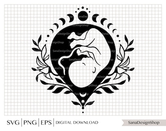 Fetus in Womb SVG, Baby Silhouette, Pregnancy Clip Art (Digital Download)