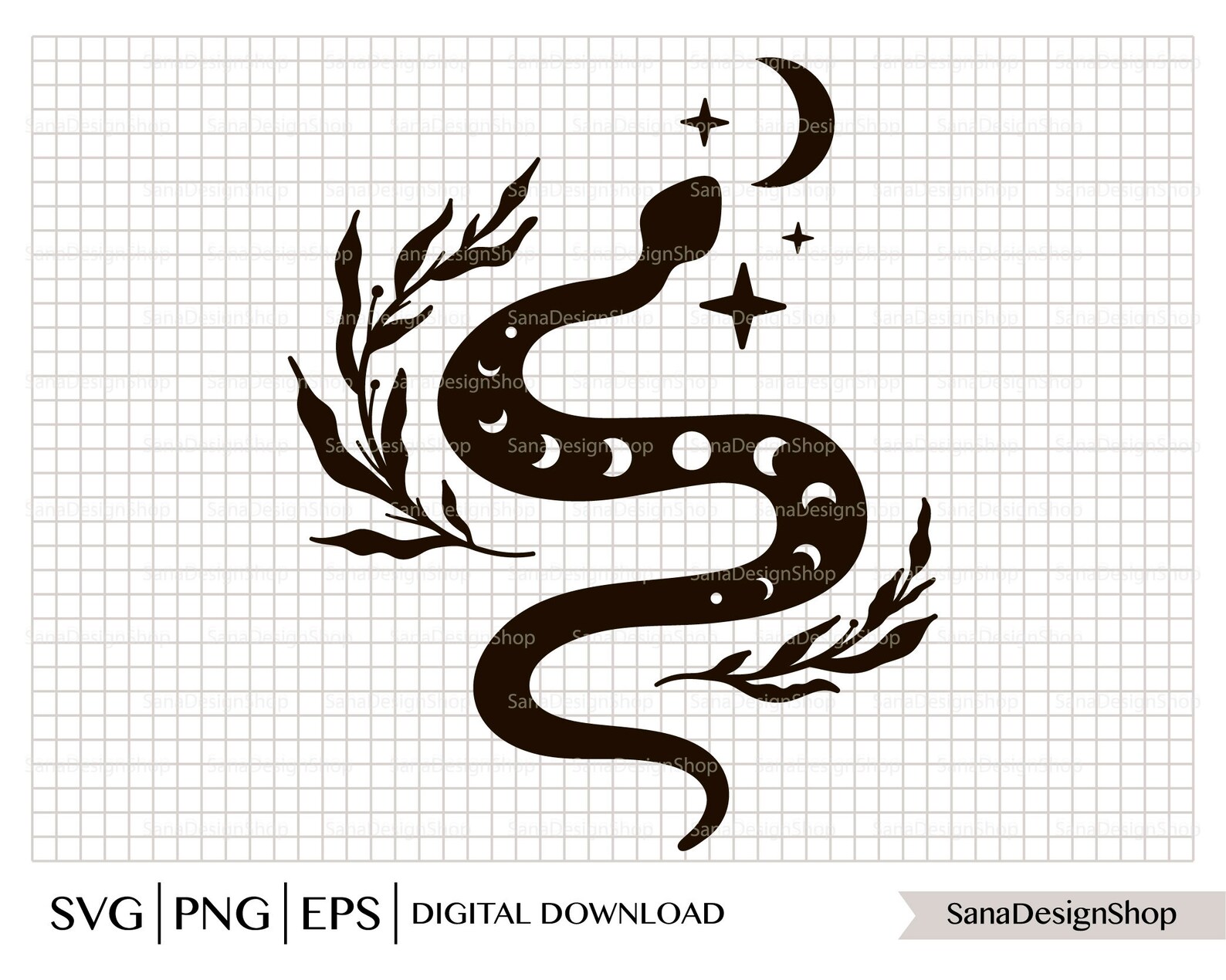 Celestial Snake Svg Floral Snake Svg Moon Phase Svg - Etsy India