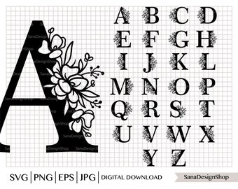 Floral Alphabet SVG: Botanical Letters Cut File Bundle (Digital Download)