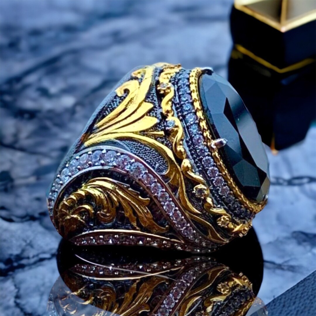 Rococo Style, Onyx Gemstones Ring,baroque Ornament, Art Nouveau ...