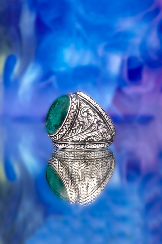 Opaque emerald shop ring