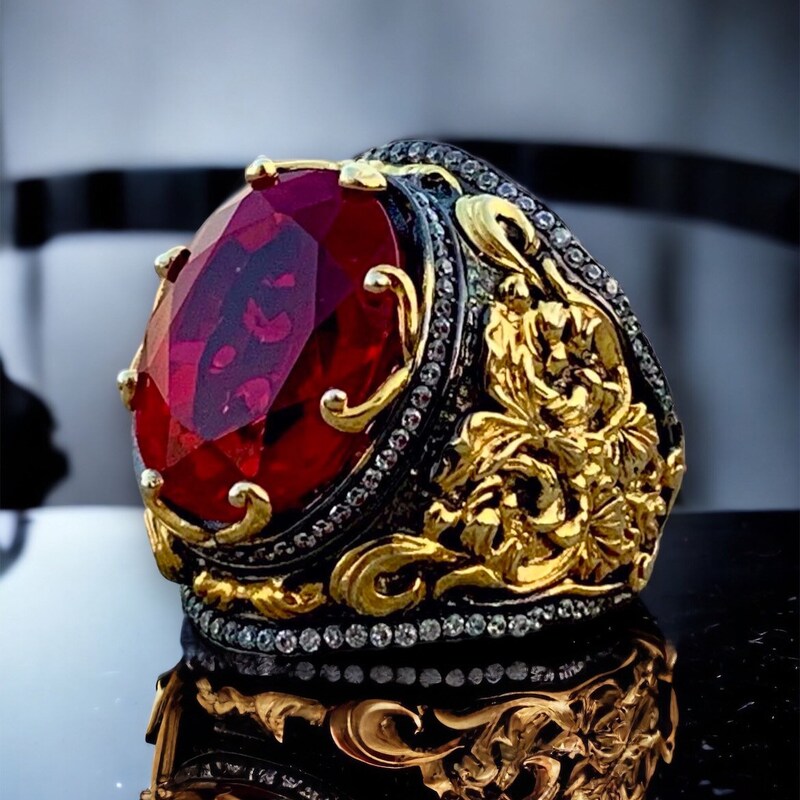 Red Stone Ring - Etsy