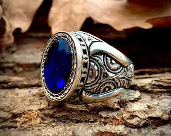 Blue Stones Men Ring, Engraving Rings, Dark Blue Men Ring, Ultramarine Stones, Christmas gift, New year gift, Gift For Men, Gift For Him