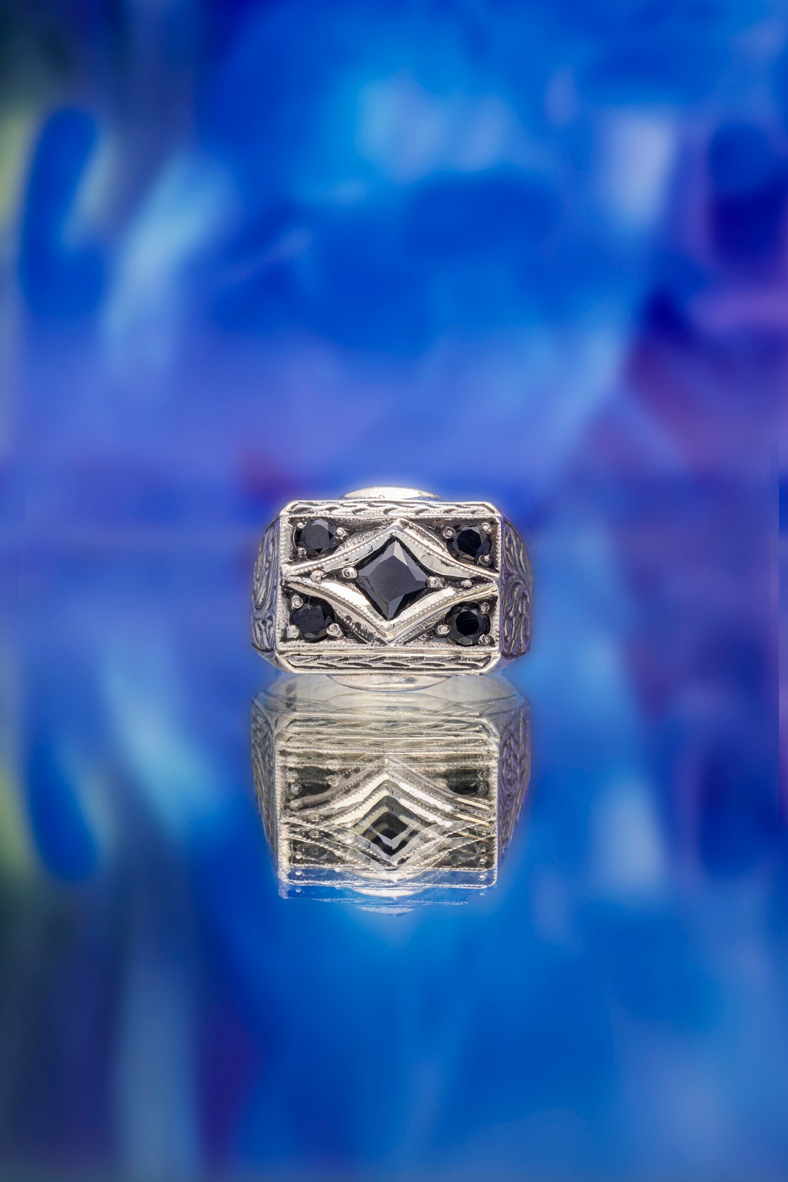 Unique Men's Ring in 925 Sterling Silver Black Color Etsy