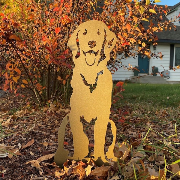 Special Edition *Gold* Golden Retriever Metal Dog Silhouette | Yard Art | Garden Décor | Pet Memorial | Spring Garden Gift | My Metal Rescue