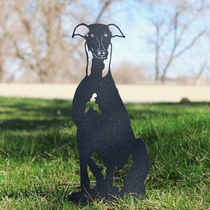 Greyhound Black Metal Dog Silhouette | Yard Art | Garden Décor | Pet Memorial | Spring Garden Gift | My Metal Rescue