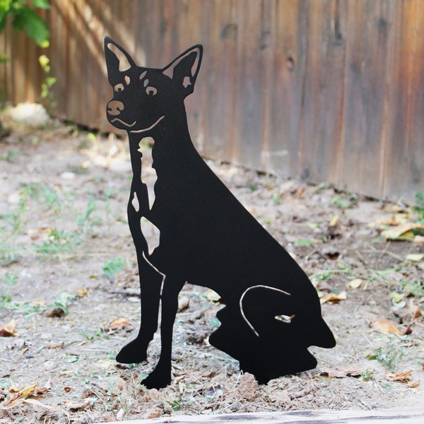 Rat Terrier Black Metal Dog Silhouette | Yard Art | Garden Décor | Pet Memorial | Spring Garden Gift | My Metal Rescue