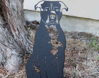 Staffordshire Bull Terrier Black Metal Dog Silhouette | Yard Art | Garden Décor | Pet Memorial | Spring Garden Gift | My Metal Rescue