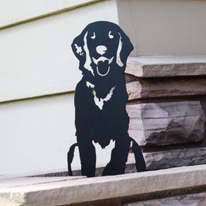 Sitting Golden Retriever Black Metal Dog Silhouette | Yard Art | Garden Décor | Pet Memorial | Spring Garden Gift | My Metal Rescue