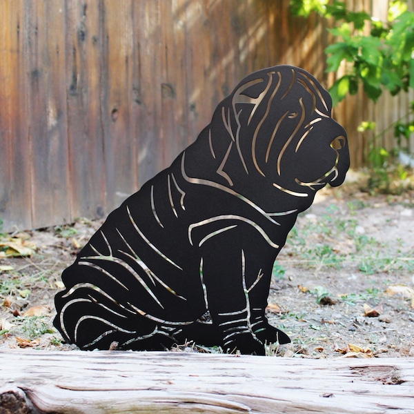 Shar Pei Black Metal Dog Silhouette | Yard Art | Garden Décor | Pet Memorial | Spring Garden Gift | My Metal Rescue