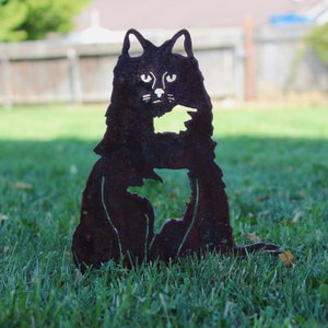 British Longhair Corten Steel Cat Silhouette Rust Art Garden Décor Pet Memorial Spring Garden Gift My Metal Rescue image 2