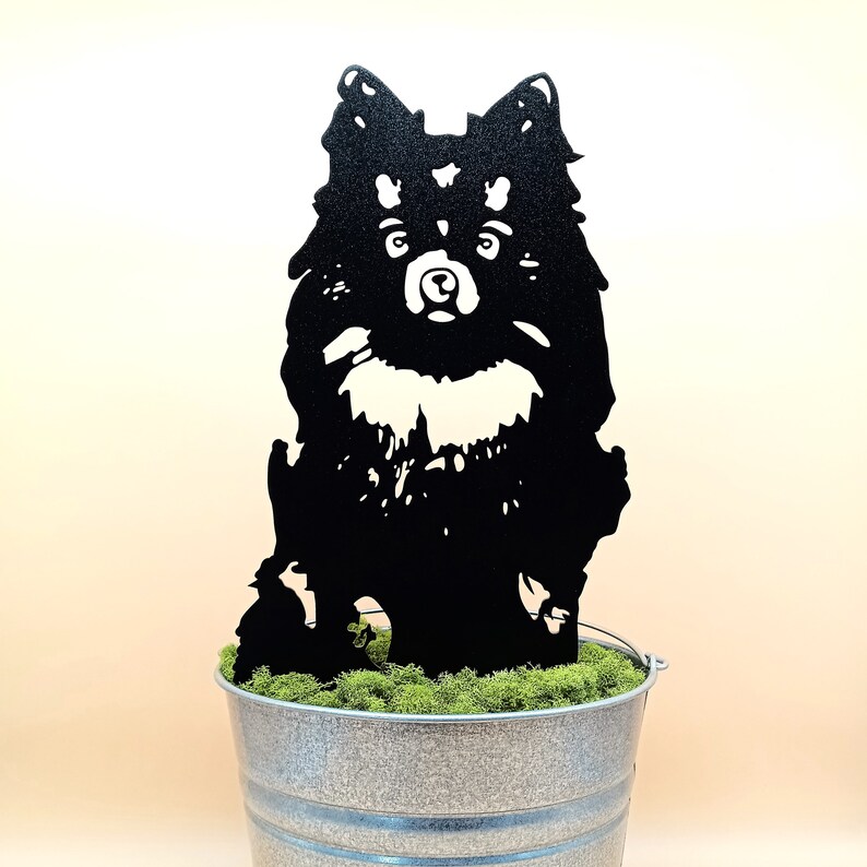 Pomeranian Black Metal Dog Silhouette Yard Art Garden Etsy