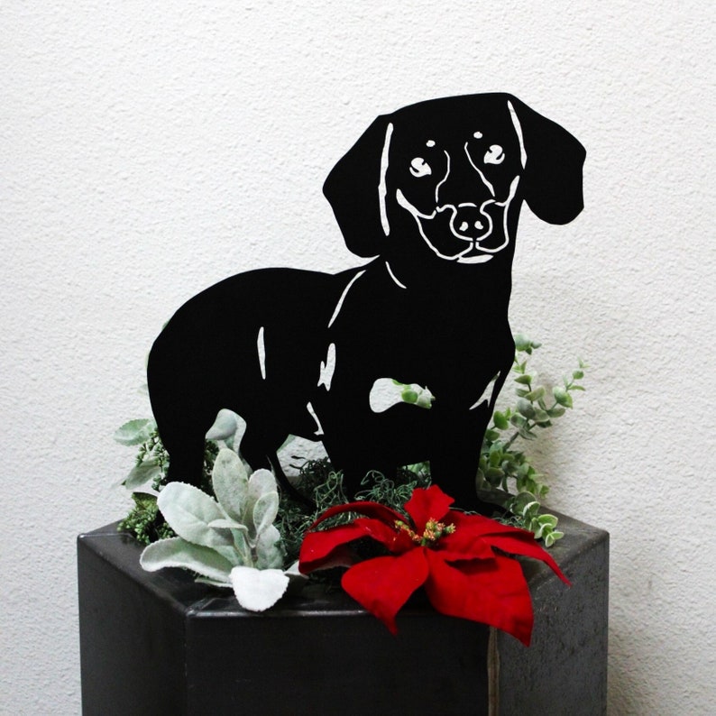 Shorthaired Dachshund Black Metal Dog Silhouette Yard Art Etsy