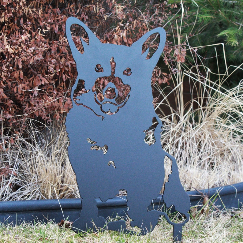 Black Metal Dog Silhouette Yard Art Garden Décor Etsy